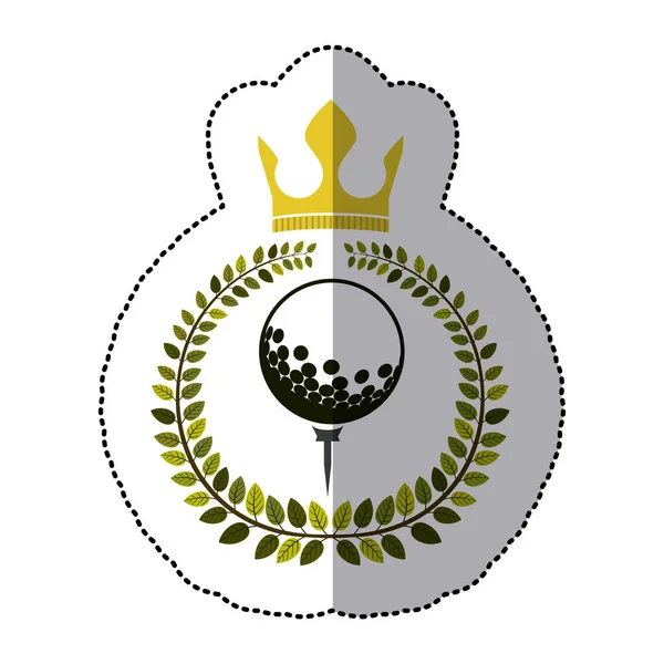 Mellersta skugga klistermärke färgglada med oliv kivster med golfboll och krona — Stock vektor