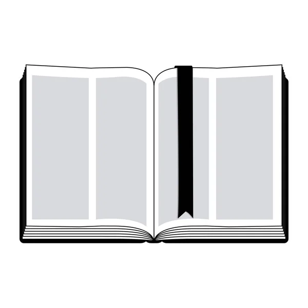Einfarbige Silhouette mit offenem Buch mit Schleife — Stockvektor
