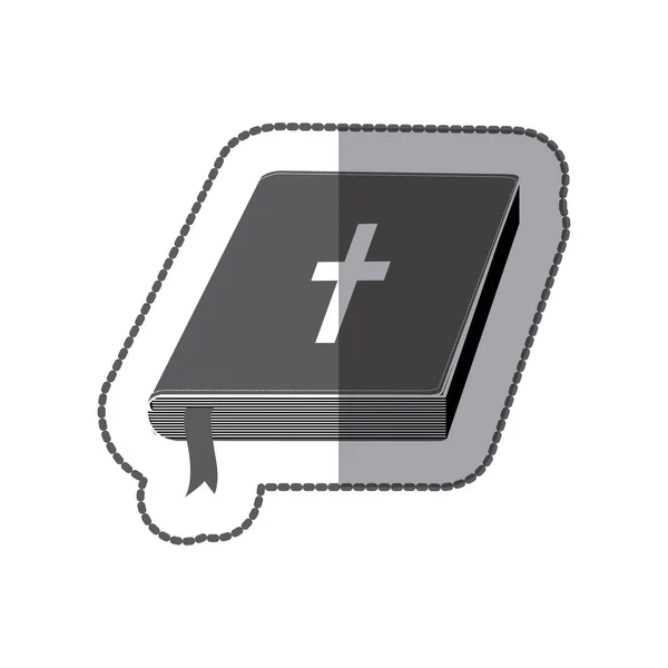 Meio sombra adesivo escala de cinza com bíblia sagrada com fita —  Vetores de Stock