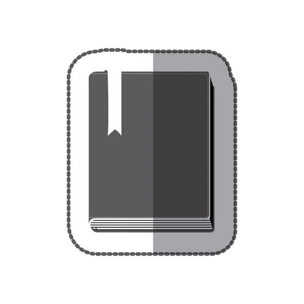 Αυτοκόλλητο μεσαία σκιά σε κλίμακα του γκρι με βιβλίο με κορδέλα — Διανυσματικό Αρχείο