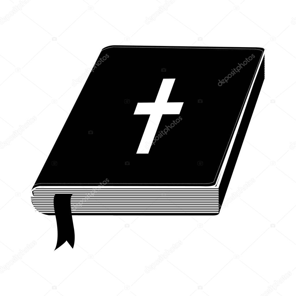 monochrome silhouette with holy bible with ribbon