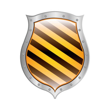 sağa çapraz çizgili metalik kalkan