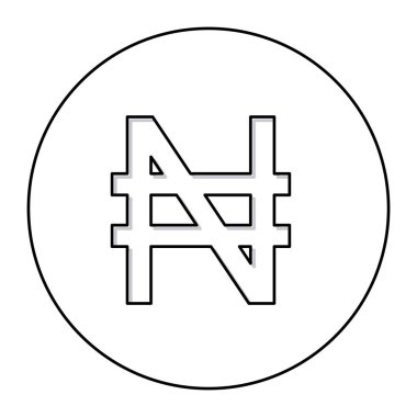 Daire içinde Nijerya naira, para birimi simgesiyle tek renkli dağılımı