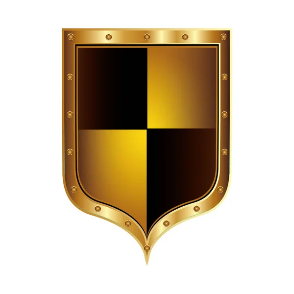 Escudo dourado com forma de losango colorido — Vetor de Stock
