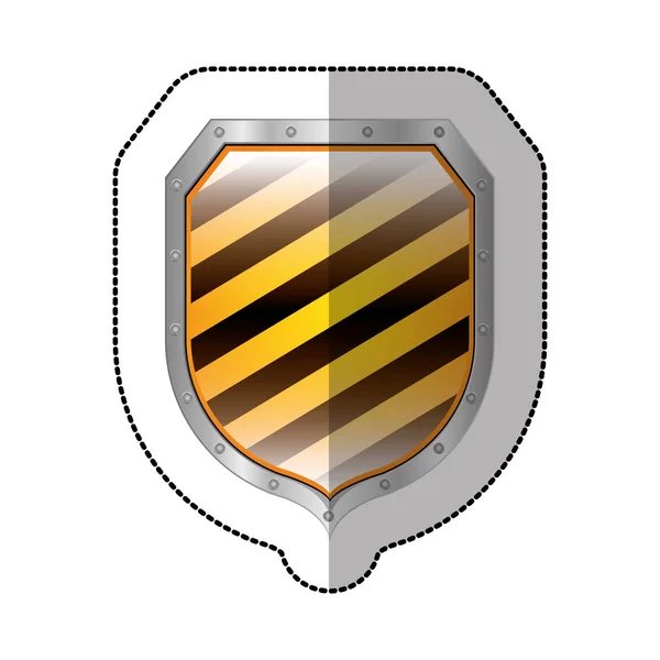 Adesivo escudo quadrado metálico com forma de linhas diagonais coloridas — Vetor de Stock