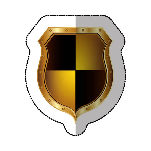 Etiqueta engomada emblema redondeado dorado con forma de rombo colorido — Vector de stock