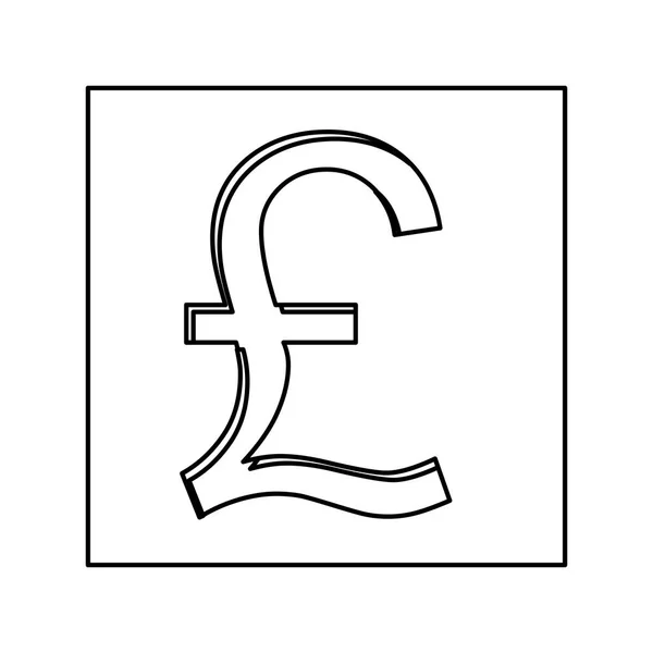 Contour monochrome avec symbole de devise de livre sterling en carré — Image vectorielle