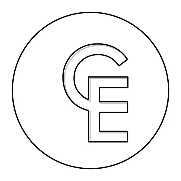 Contour monochrome avec symbole monétaire de l'unité monétaire européenne en cercle — Image vectorielle