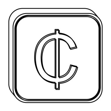 tek renkli kare cent para birimi simgesiyle kontur