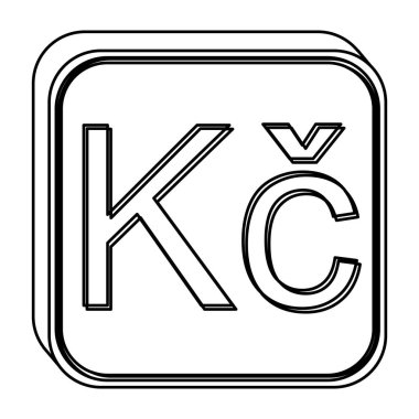 tek renkli kare Çek korunası para birimi simgesiyle kontur
