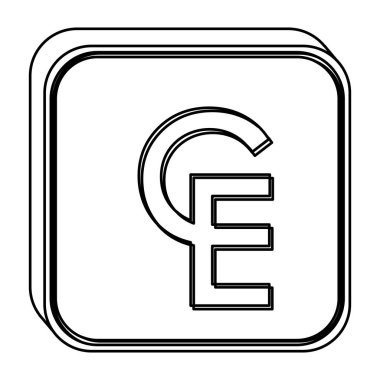 tek renkli kare Avrupa para birimi para birimi simgesiyle kontur