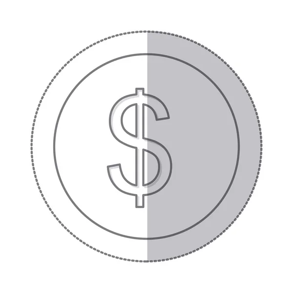 Средний теневой монохромный круг с валютным символом доллара — стоковый вектор