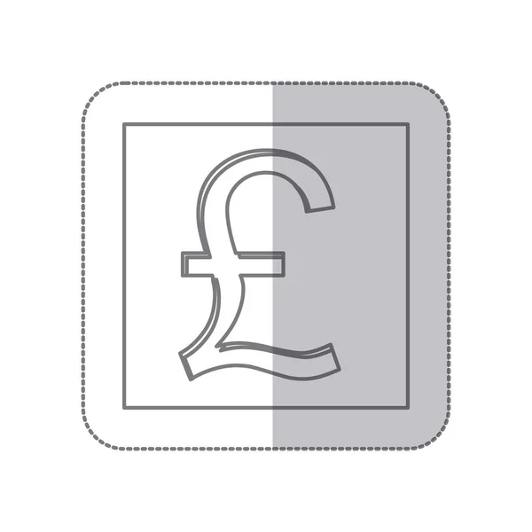Sombra central cuadrado monocromo con símbolo de moneda de la libra esterlina — Vector de stock