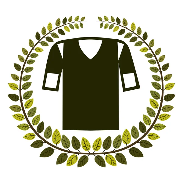 Couronne de feuilles avec chemise uniforme de football américain — Image vectorielle