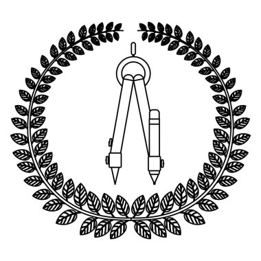 siluet taç yaprak kalem ile pusula ile