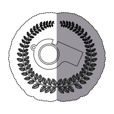 portre ile zeytin taç ile orta gölge tek renkli etiket ıslık