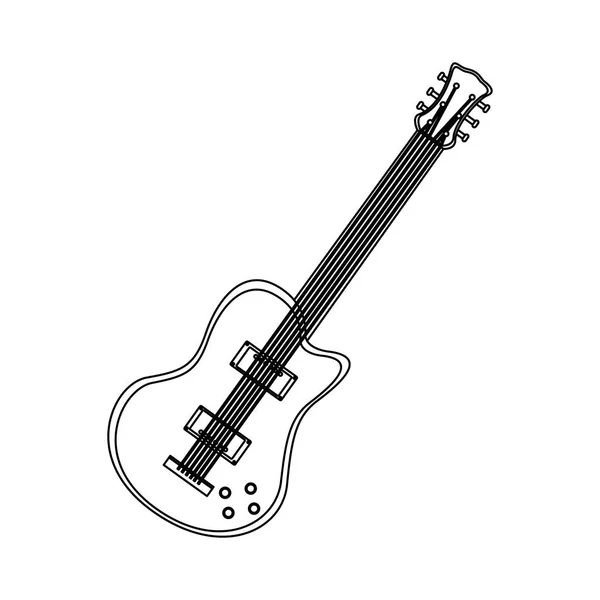 Monochrome Kontur mit E-Gitarre — Stockvektor