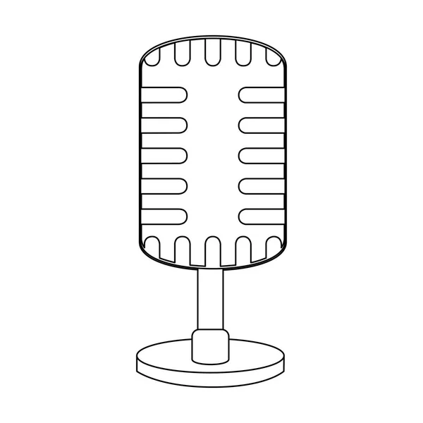 Contorno monocromo con micrófono de condensador — Vector de stock