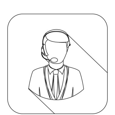 siluet adam işleç ile kulaklık ile kare şekli