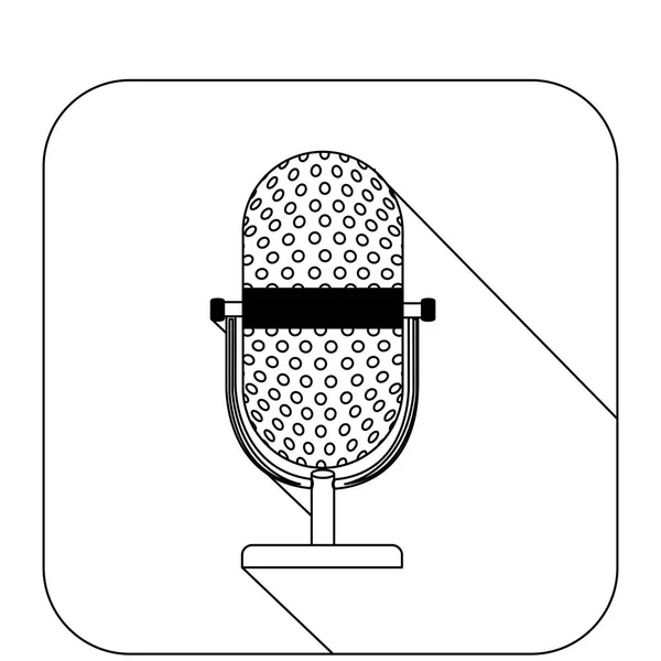 Quadratische Form mit Silhouettenmikrofon — Stockvektor