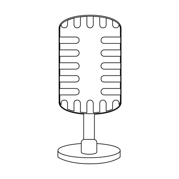 Monochroom contour met condensatormicrofoon — Stockvector