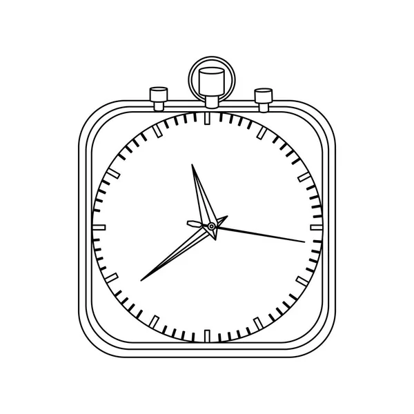 Zwart-wit silhouet chronometer pictogram plat — Stockvector
