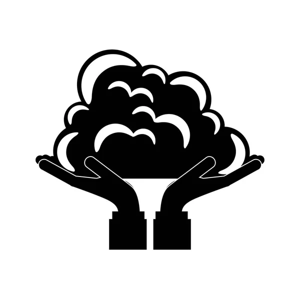 Manos sosteniendo una nube — Vector de stock