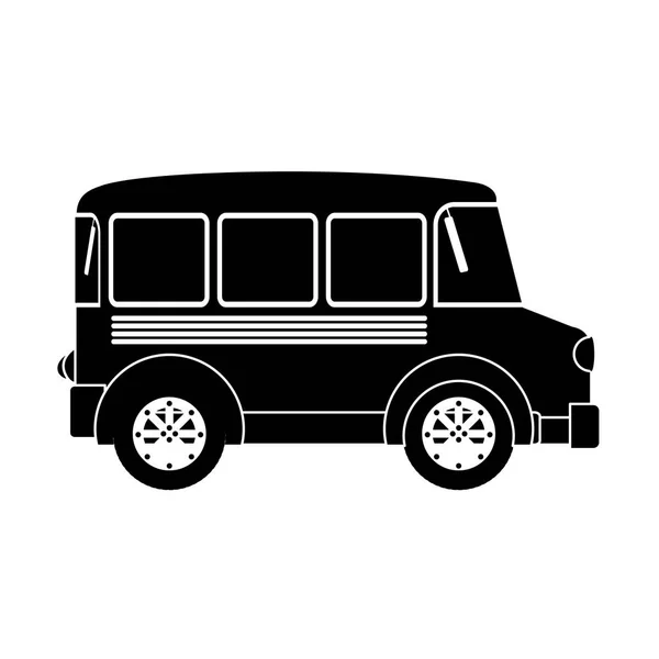 Silueta monocromática con bus de transporte — Vector de stock