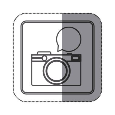 etiket siluet kare şekli ile fotoğraf fotoğraf makinesi ile iletişim kutusu