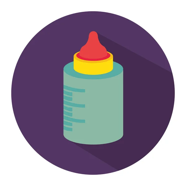 Warna siluet dengan botol bayi dalam bingkai bundar - Stok Vektor