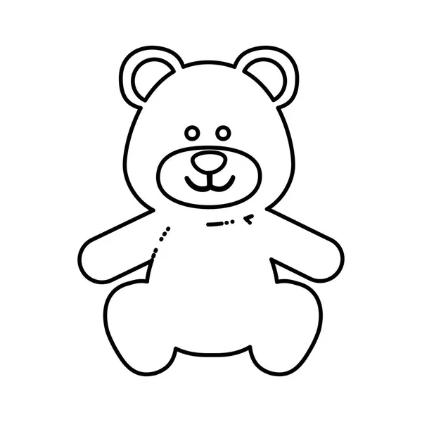 Monochrome contour with teddy bear — Stock Vector