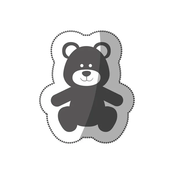 Pegatina silueta escala de grises con oso de peluche — Vector de stock