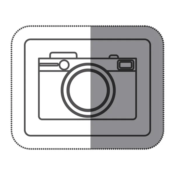 Наклейка силует квадратної форми з фотоапаратом — стоковий вектор