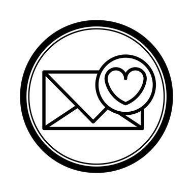 siluet zarf kalp çıkartması ile dairesel şekil