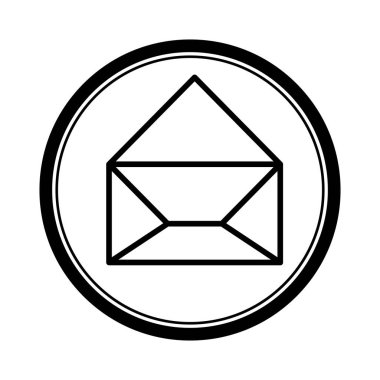 dairesel şekli ile siluet kağıt zarf simgesi açıldı