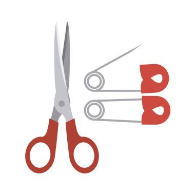 Makas aracı ve bebek bezi kanca ile renk siluet