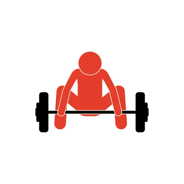 Pictograma colorido con el hombre levantamiento de pesas abajo — Vector de stock