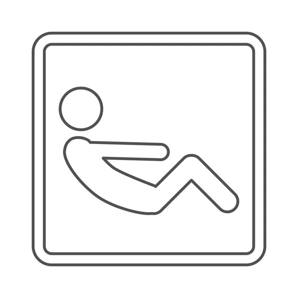 Contorno forma quadrada com pictograma homem exercício abs pernas recolhidas — Vetor de Stock