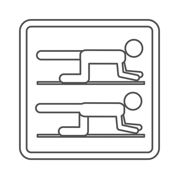 Contour forme carrée avec pictogramme homme jambes d'exercice — Image vectorielle