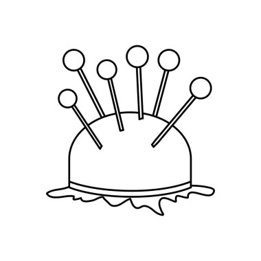 iğne simgesi olan tek renkli kontur iğnelik