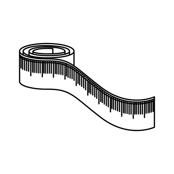 Monochrome contour with measure tape — Stock Vector