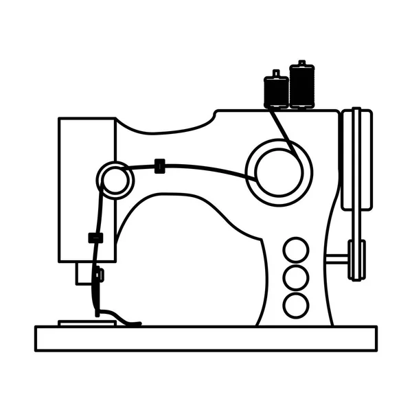 Ikona černobílé kontury šicí stroj — Stockový vektor