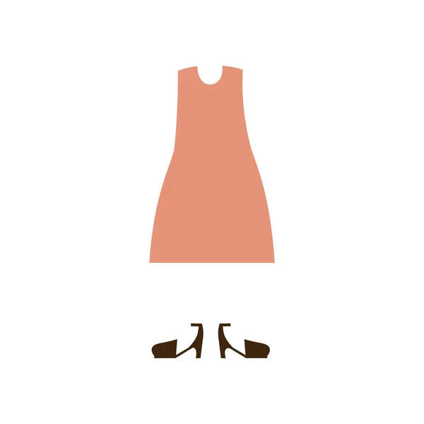 Silhueta de cor com vestido de roupa feminina — Vetor de Stock