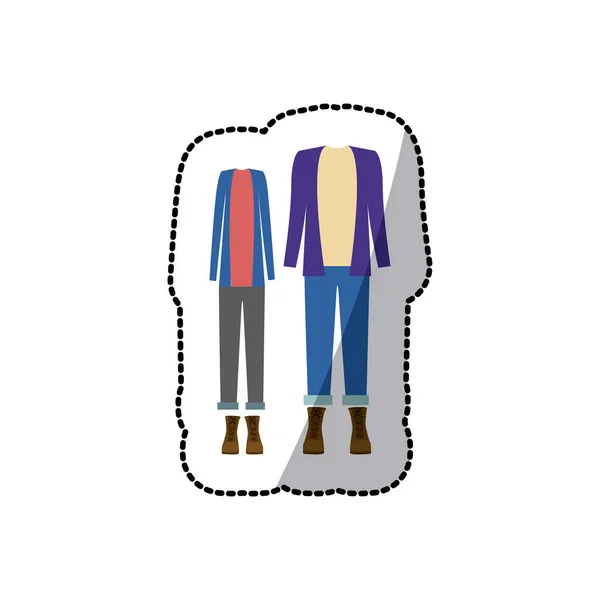 Sticker kleur silhouet met casual kleding met jasje — Stockvector