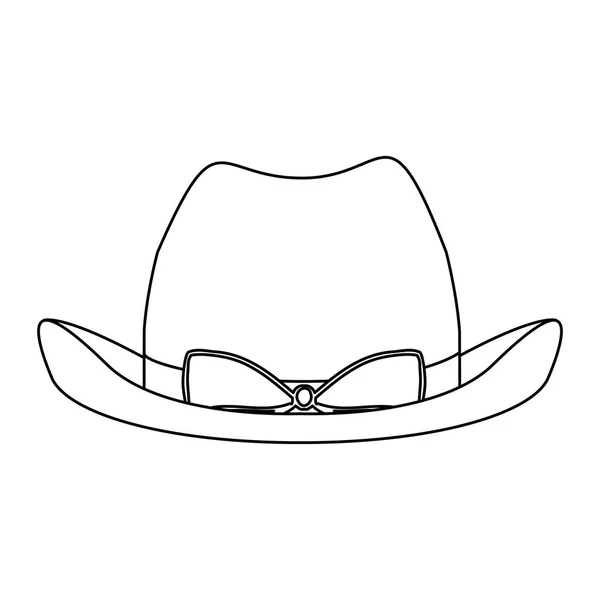 Chapéu de cowboy de renda de silhueta com design retro arco — Vetor de Stock