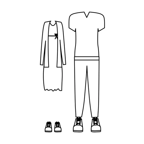 Siluett med casual kläder och klä — Stock vektor