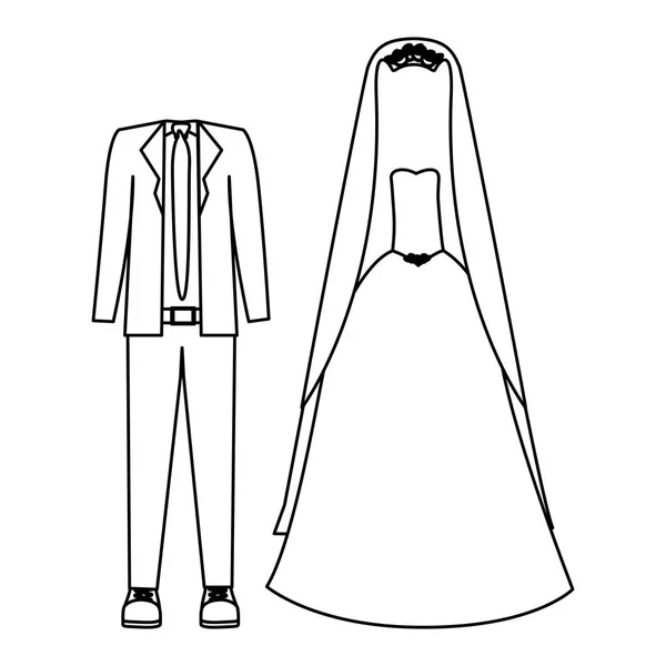 Silueta con traje de diseño de la boda — Vector de stock