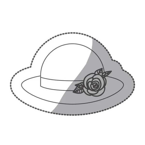 Pegatina contorno encaje sombrero rosas boliche retro diseño — Vector de stock