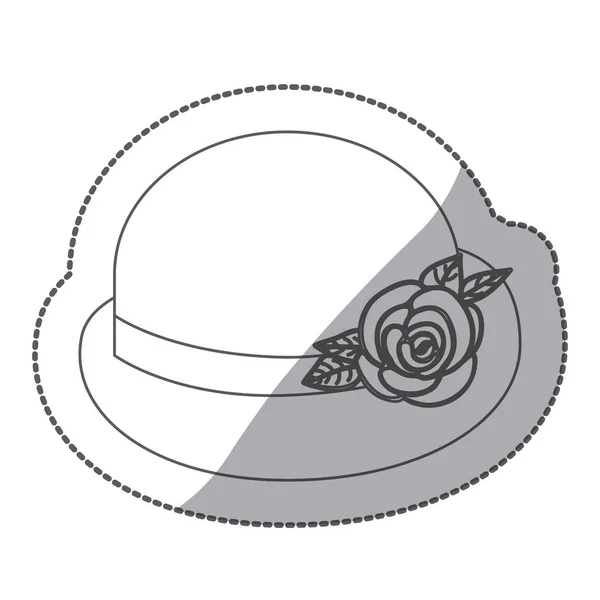 贴纸轮廓礼帽与玫瑰复古设计 — 图库矢量图片