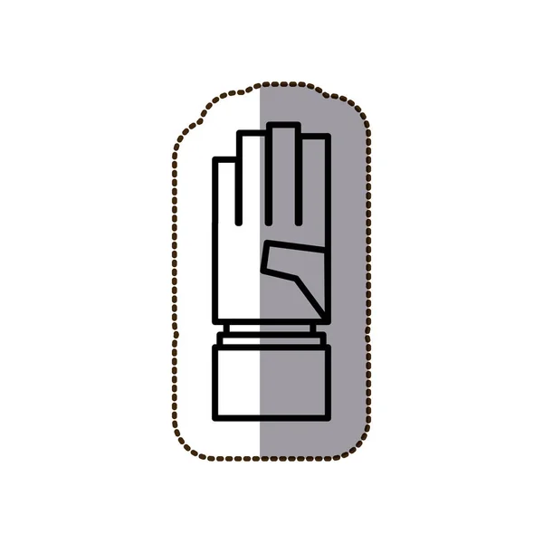 Чорний силует контур наклейка з рукою, спрямованою вгору чотирма пальцями — стоковий вектор